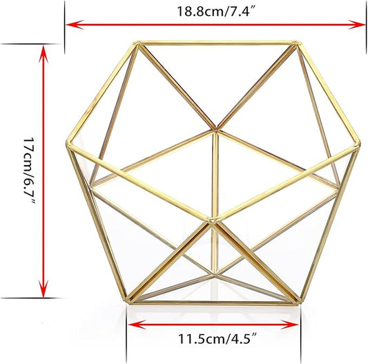 ELLDOO Gold Glass Coffee Pods Holder, 15 Sided Geometric Box Coffee Pod Organizer for K Cup Espresso, Tea Bags Sugar Packets Coffee Capsule Storage Holder for Kitchen Coffee Bar Office Desktop Counter