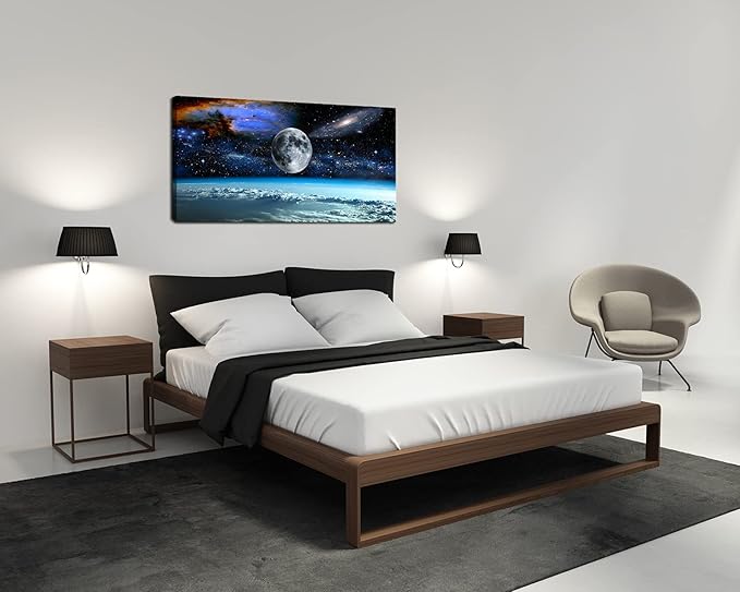 XXM WallArt FC2550 Space View From Earth Canvas Wall Art Landscape Modern Decor for Living Room, Bedroom, Kitchen, Home and Office