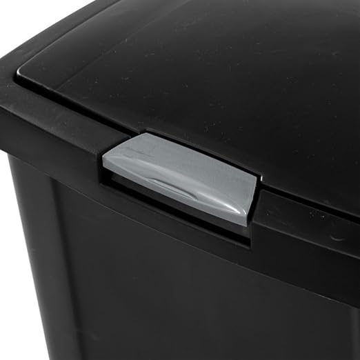 Sterilite 13 Gallon TouchTop Narrow Plastic Wastebasket with Secure Titanium Latch for Kitchen, Bathroom, and Office Use, Black (16 Pack)