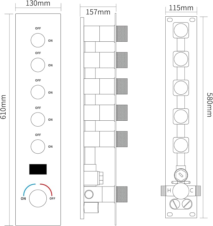 AYIVG Brushed Nickel Thermostatic Rainfall Shower System 16 x 26 Inch Temperature Display Shower Faucet System with Body Jets Smart Ceiling Mount Multi Function 64 Color LED Rainfal Shower Set