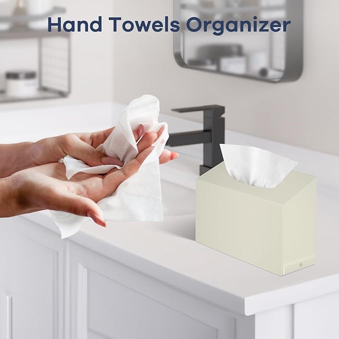 Acrylic Hand Towel Box Cover Compatible with Kleenex Disposable Hand Towels Wall-Mounted Paper Towel Dispenser Suitable for Tabletop, Bathroom, Car, and Office Use Valentine's Day Gifts (Beige)