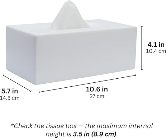 Yew Design Matte White Tissue Box Cover Rectangular, Facial Tissue Dispenser for Bathroom, Kitchen, Bedroom, Office, Hotel, Restaurant, Countertop, Nightstand, Car, and Desk