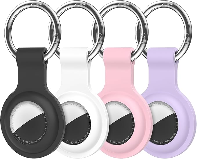 Compatible with AirTag Holder Case Keychain 4 Pack, for AirTag 1st & 2nd Generation Key Chain Ring Case Cover for Air Tag Holder GPS Tracker Item Air Tags Finders Air Tagholder for Kids,Bags,Luggages