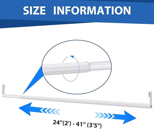 Threehoney Expandable Closet Rod for Wire Shelf Hanging Clothes Adjustable Heavy Duty Closet Hanging Rod Extender Heavy Duty Hanger Bar Metal Poles for Wardrobes Hanger, 1 Pack (24-41 Inch,White)
