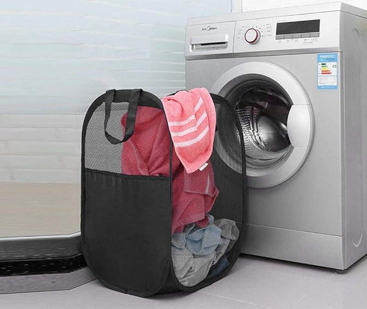 2 pop-up Laundry Hampers,Foldable mesh Laundry Baskets (Each with 2 Reinforced Handles), Blue ……