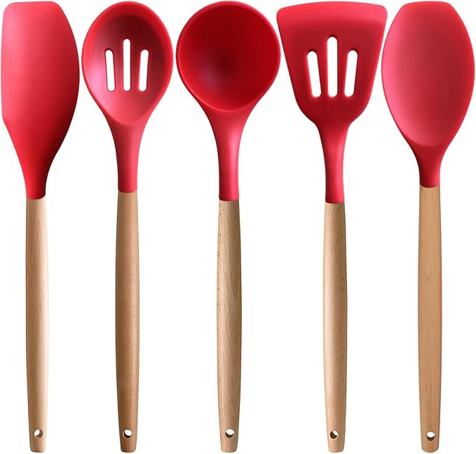 TTVOVO Cooking Utensils Set, Red 5Pcs