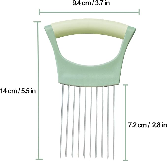 Onion Holder for Slicing | Non-Slip TPR Handle, Safe Storage Tip Cover, Multi-Purpose Food Slicer Assistant Tool