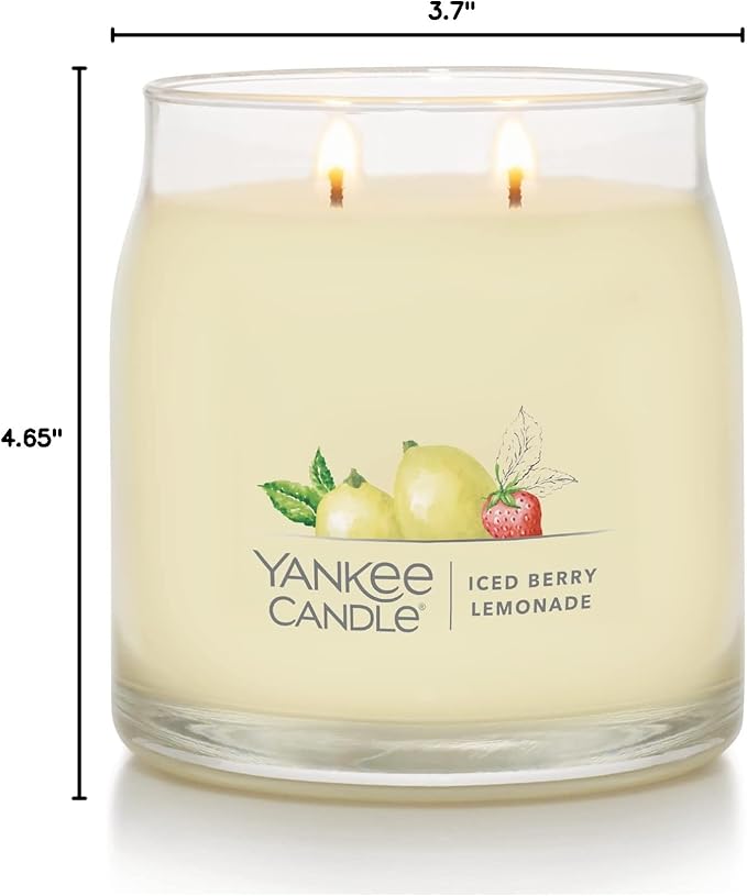 Yankee CandleIced Berry Lemonade Scented Signature 13oz Medium Jar 2-Wick Candle Over 35 Hours of Burn Time