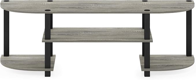 Furinno TURN-S-TUBE TV Stand, 3-Tier Entertainment Center for TV up to 55 Inch, TV Console with Round Corner and Open shelves, for Living Room, Bedroom, French Oak