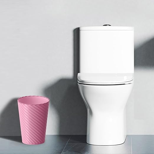 Lysam Bathroom Trash Can, 3 Pack 1.8 Gallons Small Trash Can with Trash Bags, Bathroom Garbage Can, Plastic Trash Bin, Round Waste Basket for Bedroom, Office, Compact Space (Pink Purple Green)
