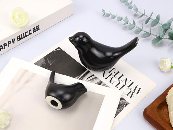 LAIDANLA Small Birds Statues Black Modern Style Home Decor Birds Small Animal Sculpture for Living Room Office Desktop Shelf Coffee Table Bedroom(2pcs)
