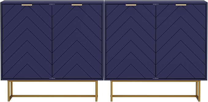 Scurrty Sideboard Cabinet, Buffet Cabinet with Storage Set of 2, Sideboard Storage Cabinet with Adjustable Shelf, Accent Cabinet for Living Room, Kitchen, Navy Blue, 4 Doors