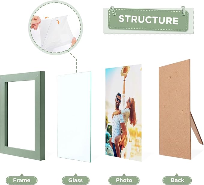 Funtopia 15 Pack Picture Frames, Gallery Wall Frame Set for Family, 8x10, 5x7, 4x6 Photo Frames Collage for Wall Hanging or Tabletop Display, 6 Colors
