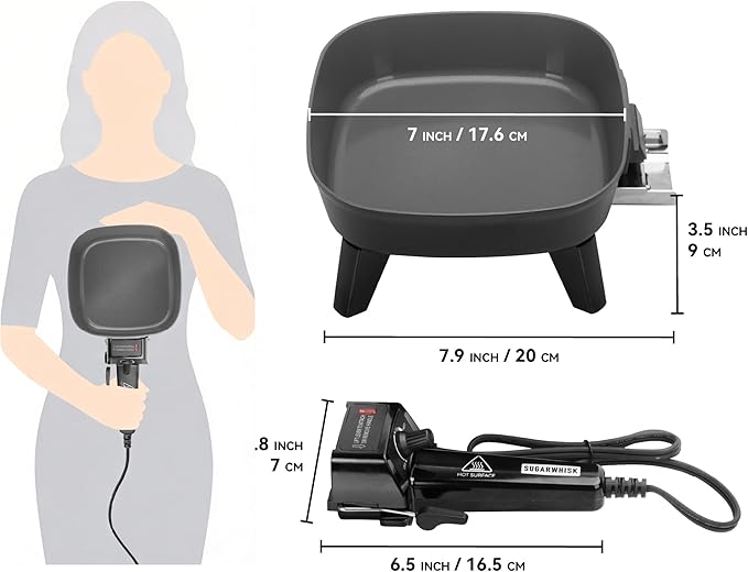 Small Electric Skillet with Lid, Personal 7-inch Ceramic Coated Electric Skillet Griddle, Square Frying Pan with Temperature Control, Portable Cooking Appliances, Graphite