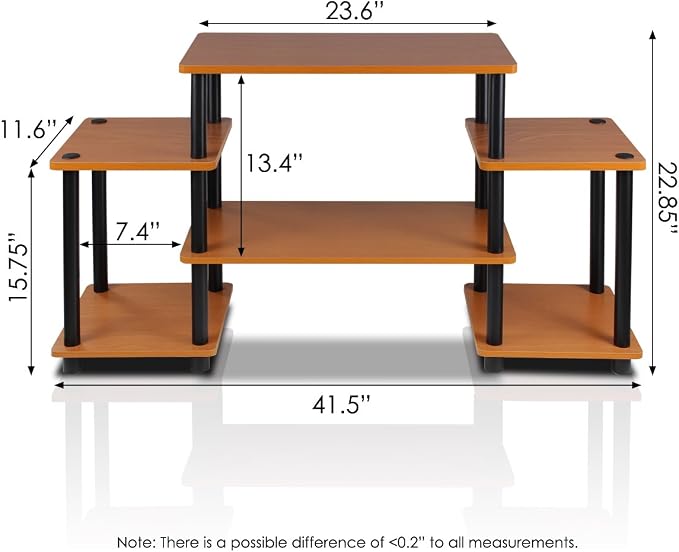Furinno No Tools Tube Entertainment Center, Light Cherry/Black, Square Corner