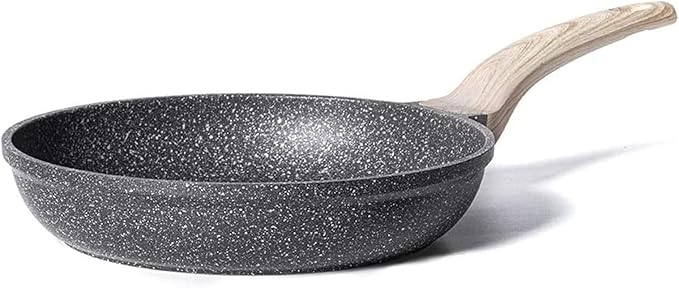 CAROTE Non Stick Frying Pan Skillet, Omelet Pan, Healthy Non Toxic Granite Chef Pan, Induction Compatible Egg Frying Pan with Heat-Resistant Handle, PFOA-Free,Black, 10"