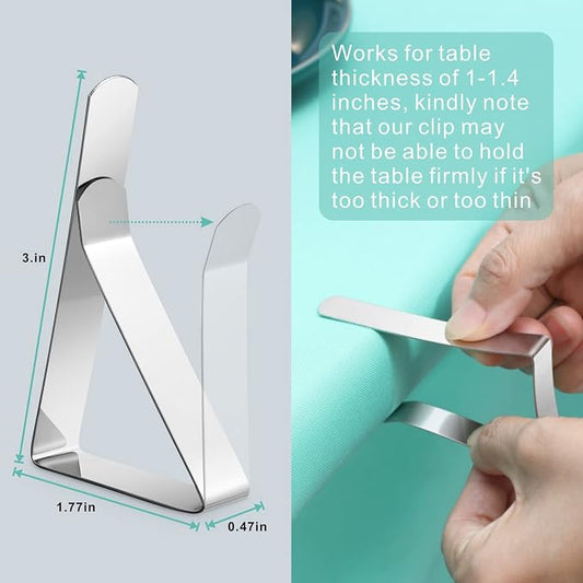 Ponure 12 Pack Tablecloth Clips - Heavy Duty Picnic Table Clips, Stainless Steel Table Cloth Cover Clamps, Table Cloth Holders Ideal for Restaurant Picnics Marquees Weddings Graduation Party