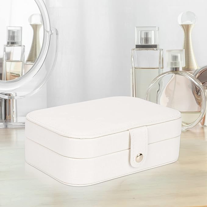 Travel Jewelry Box, Jewelry Organizer for Girls Gift Small Jewelry Storage Box for Necklace Ring and Earrings Girls Jewelry Box/WHITE