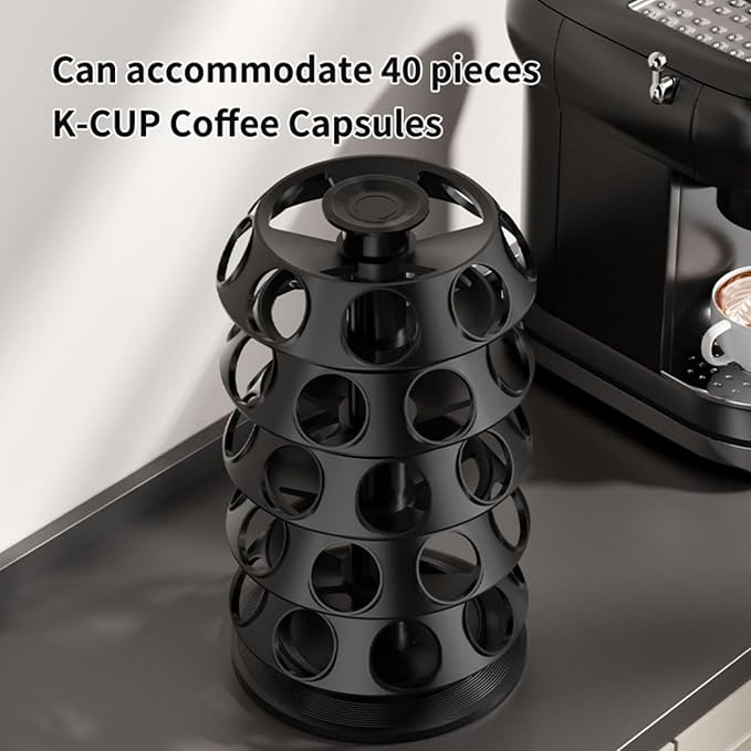 K Cup Holder, Coffee Pod Holder for Keurig - 40 Capsule Spinning Organizer with 360ยฐ Turntable, Space Saving K Cup Storage for Kitchen Counter, Office & Coffee Bar