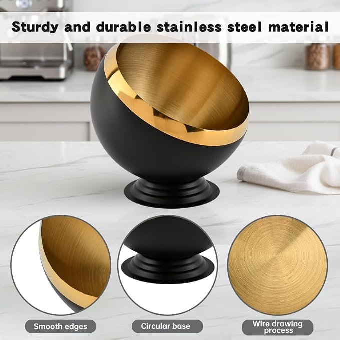 Coffee Pod Holder, Large Capacity Stainless Steel K Cups Holder Organizer Bowl Coffee Capsule Creamer Container Basket, Espresso Pods Storage for Bar Station, Counter (Black Gold)