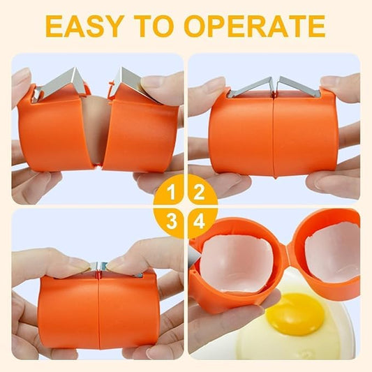 3Pcs Egg Shell Opener, 2026 New Egg Cracker Tool for Raw Eggs, Hard Boiled Egg Peeler Egg Cube Egg Separator Handheld, Stainless Steel Eggshell Breaker Egg Shell Cutter Kitchen Gadgets(3Pcs)