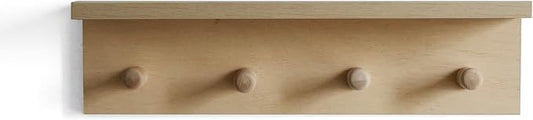 Entrance Coat Rack ,Coat Hooks, Wall-Mounted Wooden Hook Rack, Wall-Mounted Shelves(Birch Color Finish—A-1)