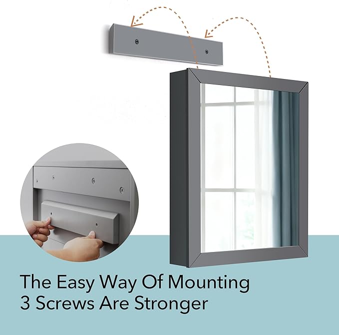 Bathroom Cabinet - Large Single Door 24x30 inchs Wall Cabinet Mirror Medicine Cabinet with Facial Tissues Slot and Multifunctional Storage Area