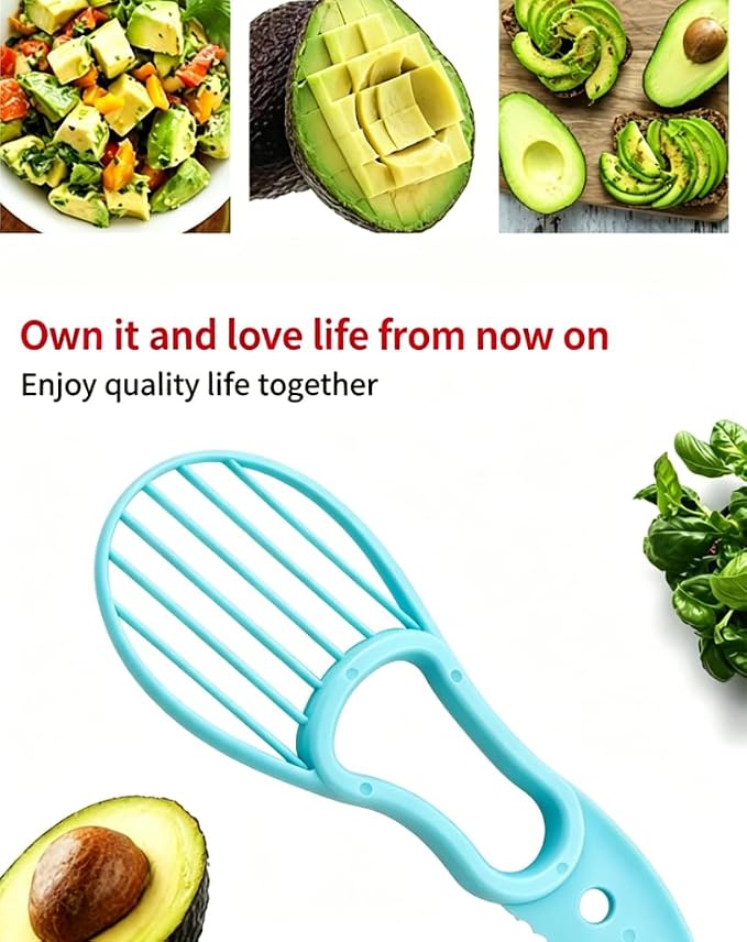 3-in-1 Avocado Slicer, Plastic Cutter with Peeler, Corer, and Pulp Separator, Kitchen Tool