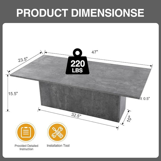 HNY Coffee Table and End Table Set of 2 Modern Square Nesting Coffee Table Grey Wooden Side Table Concrete Texture Finish for Living Room, Reception Room, Home Office,Industrial Minimalist