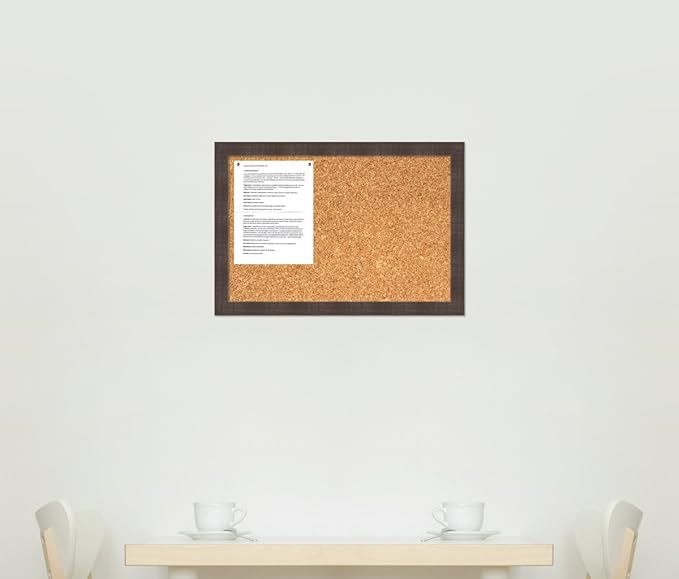 Amanti Art Natural Cork Board for Wall, 18x26 Vision Board with Brown Wood Frame, Medium Corkboard Office Decor for Home Organization, Rustic Farmhouse Corkboard Pinboard to display items for home
