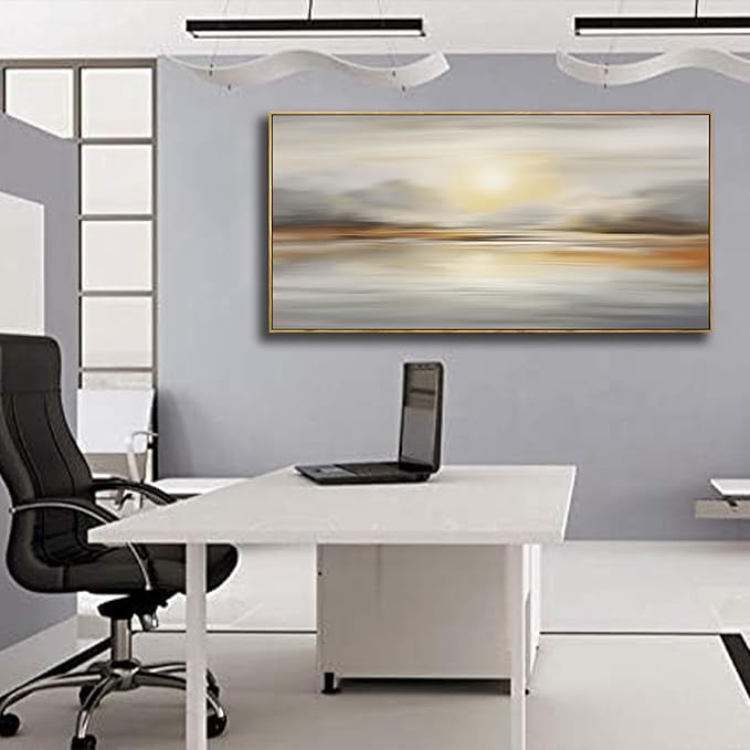 Framed Wall Art Abstract Seascape Canvas Printing Wall Decor Artwork for Living Room Bedroom Dining Room Home Office Decor 24"x48"