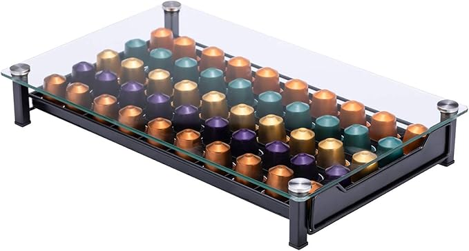 Coffee Pod Storage Holder Capsules Originaline Drawer Organizer, Crystal Tempered Glass (50 pods)