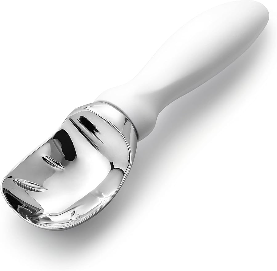 Spring Chef White Commercial Ice Cream Scoop with Comfortable Handle - Heavy Duty Metal Ice Cream Scooper for Frozen Yogurt, Gelato, Sorbet, Melon, Sundae - Dishwasher Safe Kitchen Tool