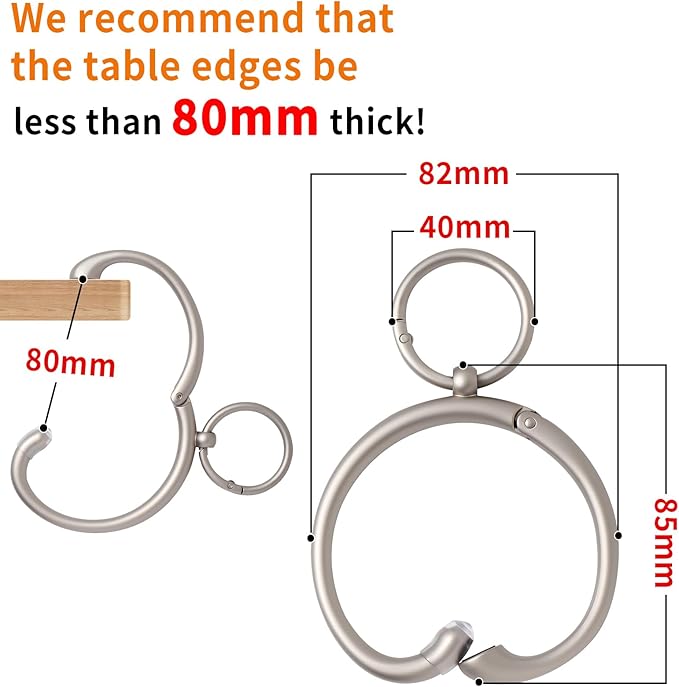 Purse Hook for Table 2-in-1 Anti Slip Purse Hook, Table Purse Hook with Gift Box, Heavy Duty Bag Hook Available for Women and Men Gifts (Silver)