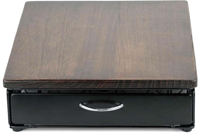 HiveNets for Vertuo Coffee Capsule Storage Drawer Compatible with Nespresso Vertuoline Pods Holder Metal and Wood Top Organizer (can hold 50 Pods)