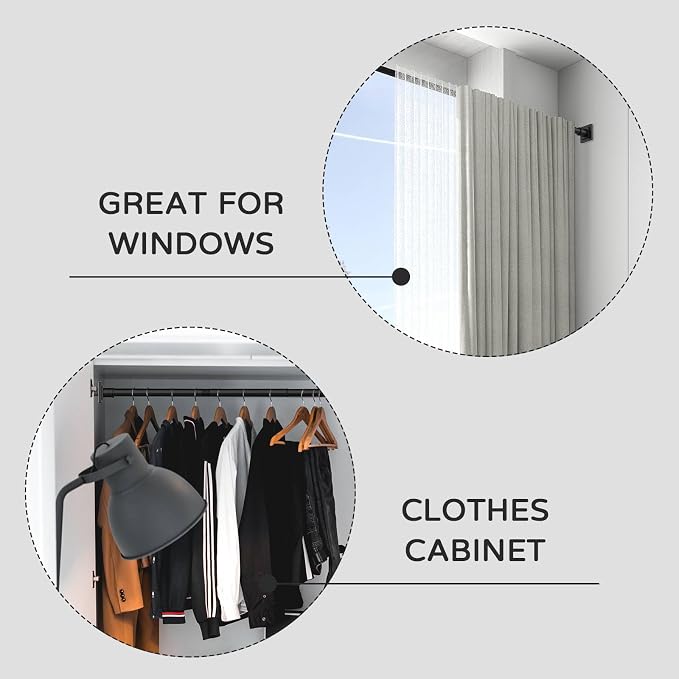 UIOSANRT Shower Curtain Rod Adjustable 31-79", Anti-Rust Shower Rod & Spring Tension Shower Rod No Drill, Black Shower Curtain Rod for Bathroom Tension Rod