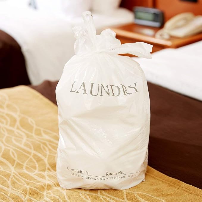 WELCOME Laundry Bags Hospitality - 14 X 24 Hotel Laundry Bags - Tear Tape Tie Closure White Plastic (Case of 1000)