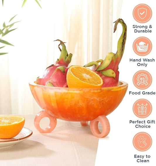 Folkulture Fruit Bowl for Kitchen Counter, 9" Resin Decorative Bowl for Fall Table Decor, Fall Centerpieces for Table, Fruit Basket for Fall Decor or Coffee Table Décor, Kitchen Counter Décor