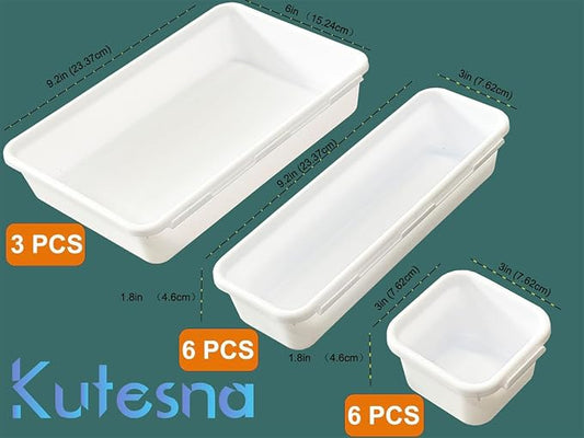 Kutesna 15 PCS Interlocking Desk Drawer Organizer Separator for Office,Bathroom,Kitchen,Makeup(White)