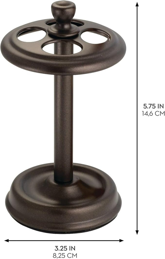 iDesign Metal Toothbrush Holder - Bathroom Cup for Bathroom Organization, The York Collection - 3.25" x 3.25" x 5.75", Bronze