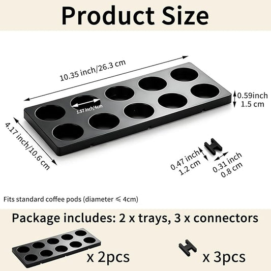 Berglander Coffee Pod Holder Drawer 20 K Cup, Coffee Capsule Organizer for Drawer, Plastic Coffee Pod Storage Organizer for Kitchen Drawer Holders for Nespresso for Kitchen