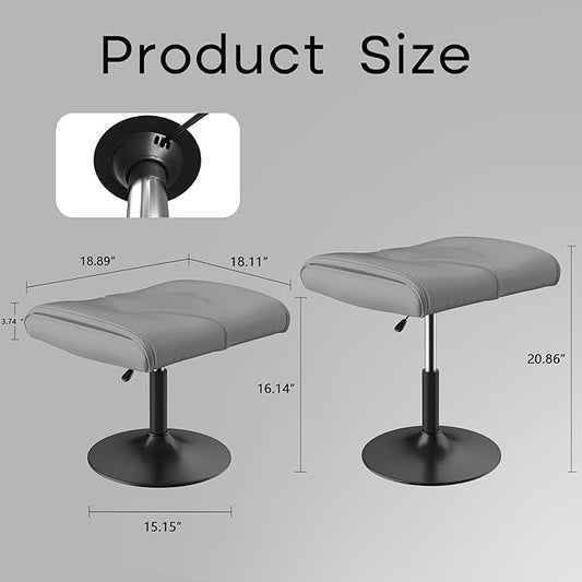 VECELO Foot Rest Under Desk Ottoman, PU Height Adjustable Footrest with Comfort Padding, Leg Rest for Desk for Relieving Leg Pain, Stiffness, and etc, Gray