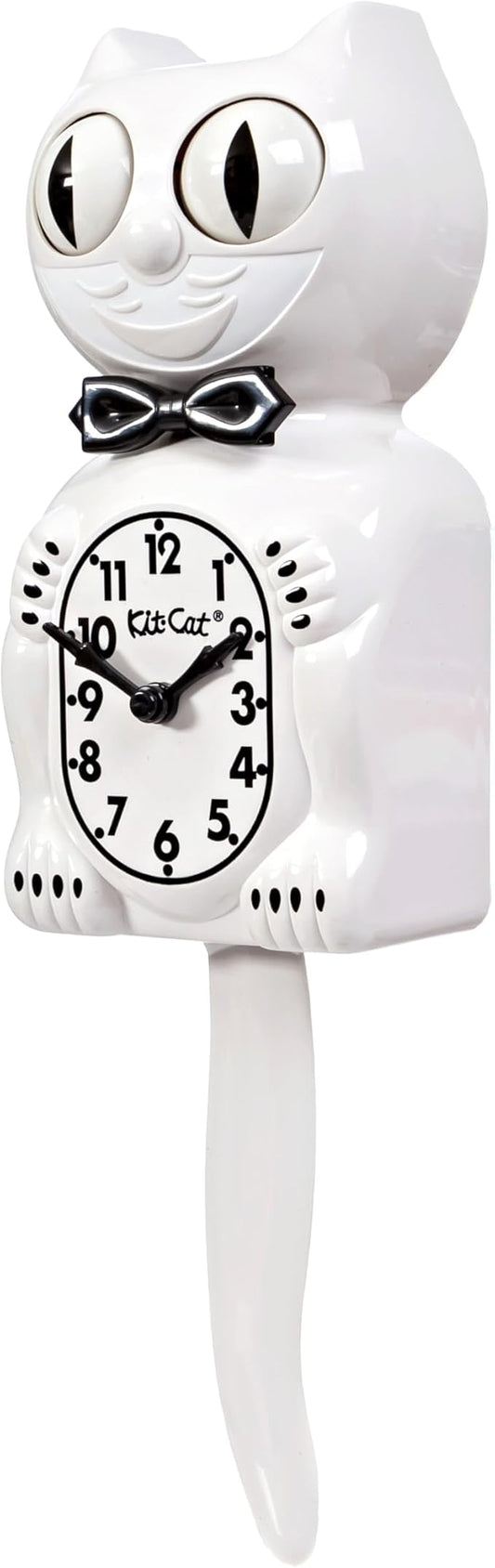 Kit Cat Klock® Limited Edition White - Iconic Retro Cat Clock with Moving Eyes and Tail, Battery Operated Wall Clock, Made in USA, Perfect for Home Decor, Modern Clock, Unique Gift