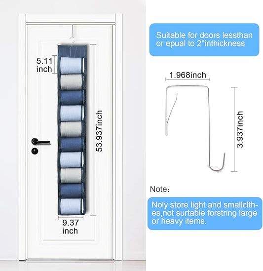 2-Pack Hanging Legging Organizer - Legging Storage Organizer, Legging Organizer for Closet, Hanging Closet Organizer, Install Behind The Door, Wardrobe Hanger 20 Pockets Clothes Storage (Grey)