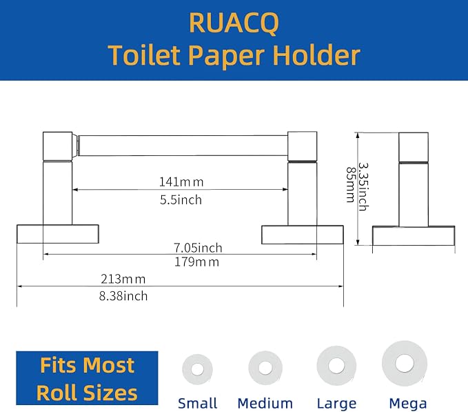Ruacq Gold Toilet Paper Holder Double Post Pivoting Square Tissue Holders Roll Holder Hangers Brushed Gold Toilet Paper Stand Bathroom Stainless Steel and Zinc Alloy Modern Wall Mounted