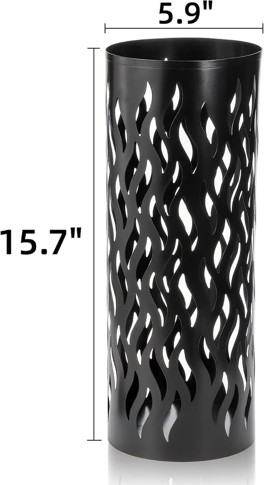 Noamus Metal Umbrella Holder, Umbrella Stand Rack for Entryway, Freestanding Rain Collection Umbrella Organizer, Round Canes Walking Stick Storage Bin for Home Office Decor, Black, 5.9"x5.9"x15.7"