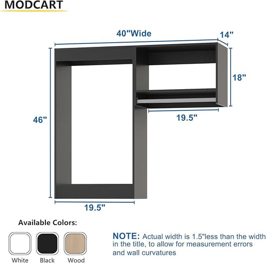 Modular Closet System, 40" Wide Closet Organizer System with Hanging, Wood Tower Closet Storage for Walk In Closets, Wall Mounted Wardrobe Organizer Kit System, Bedroom, Black