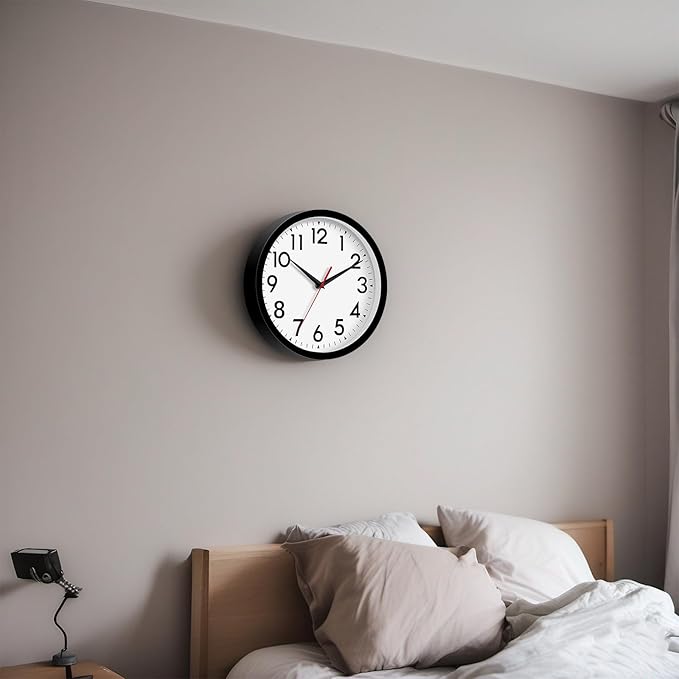 DAXSMY 14 Inch Wall Clock Large Battery Operated Big Silent Non Ticking Analog Clock Decorative for Living Room Office Kitchen Outdoor Classroom Bedroom Bathroom School(Black)