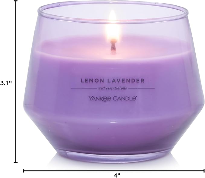 Yankee Candle Studio Scented Candle with up to 50 Hour Burn Time, Premium Plant Wax Blend for Consistent Burn, 10 oz Jar Candle with Room Filling Fragrance, Lemon Lavender