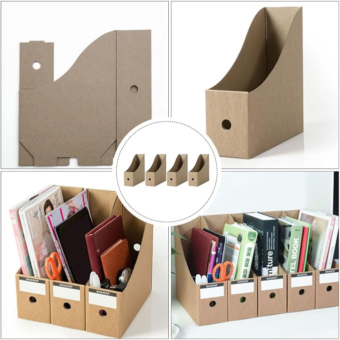 YUYUETIME 4pcs Lightweight Paper File Storage Boxes for Desk Organization Versatile Document and Magazine Holders Practical Desktop File Cases for Home Office School Use